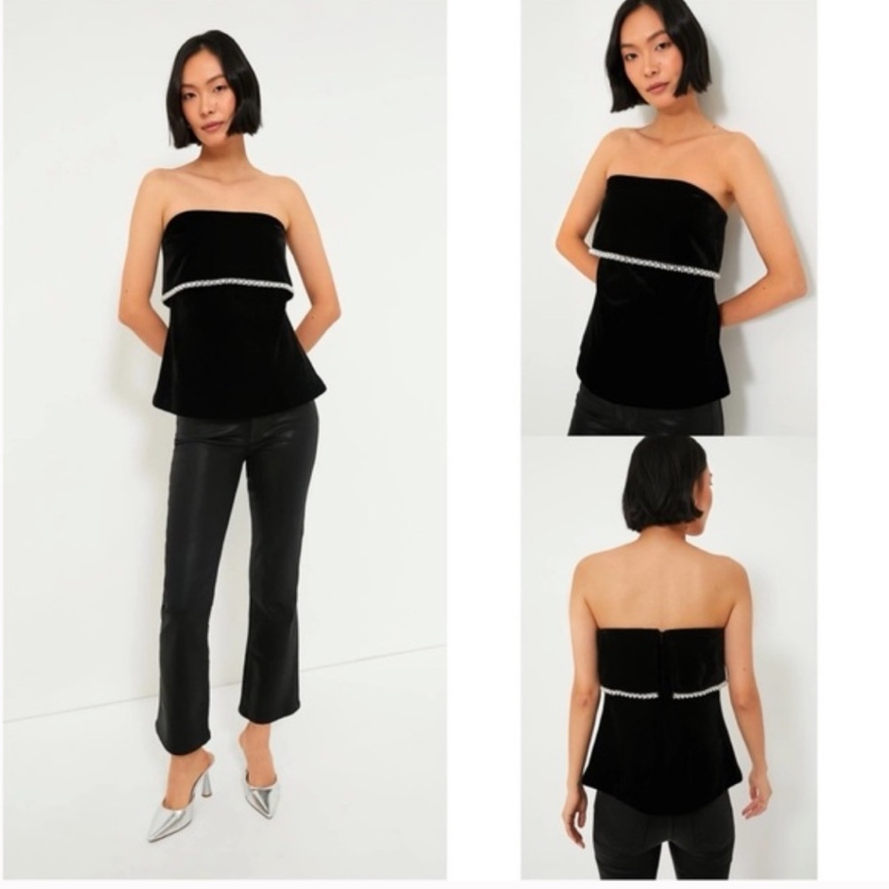 NWT Hyacinth House Black Velvet Strapless Top